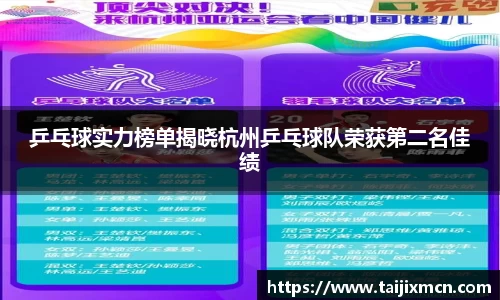 乒乓球实力榜单揭晓杭州乒乓球队荣获第二名佳绩