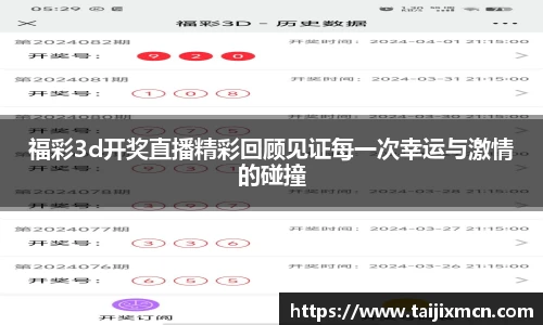 福彩3d开奖直播精彩回顾见证每一次幸运与激情的碰撞